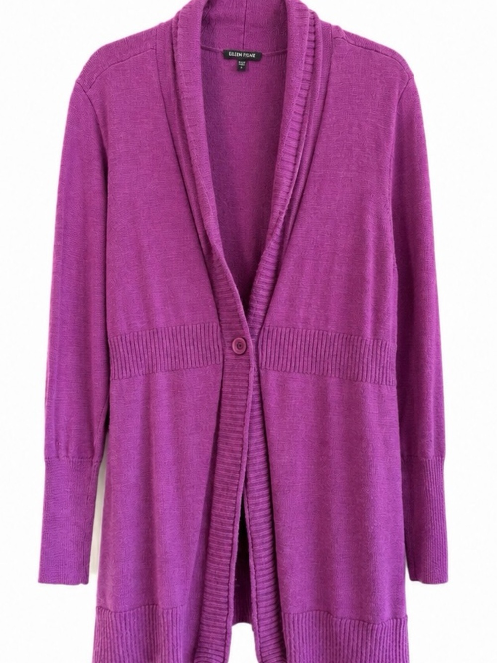Eileen Fisher Purple Shawl-Collar, 100% Merino Wool Open Front Cardigan, XL